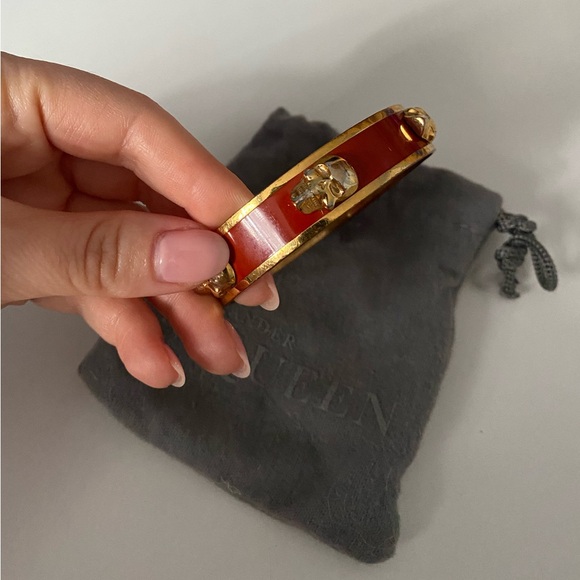 Vintage 3D Skull Inlay Alexander McQueen Bracelet gold - Picture 3 of 7